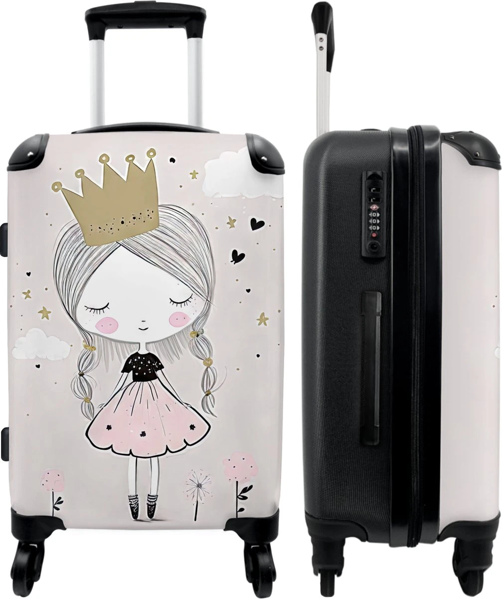 NoBoringSuitcases.com® Koffer Groot - Prinses - Bloemen - Kroon - Meisje - Sterren - Trolley Koffer Met TSA-slot - Met Wielen - 90 Liter - Reiskoffer - 66 Cm 3 NoBoringSuitcases.com® Koffer Groot - Prinses - Bloemen - Kroon - Meisje - Sterren - Trolley Koffer Met TSA-slot - Met Wielen - 90 Liter - Reiskoffer - 66 Cm