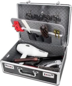 Beautycase / Beautykoffer Zilver Kleur - Functioneel - Aluminium Mobiel - Alle Beautygereedschappen- Kapper - Tattoo - Nagel - Visagie - Make-up - Cosmetica - Schmink - Beauty Case / Beauty Koffer Portable -Beroemde Bagage Winkel 1008x1200 2