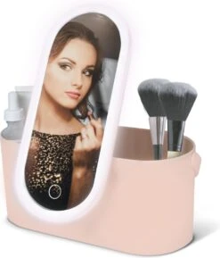 Peach Beauty Luxe Reis Beautycase - LED-spiegel - Dusty Pink - Oplaadbaar - Luxe Uitvoering -Beroemde Bagage Winkel 1025x1200 3