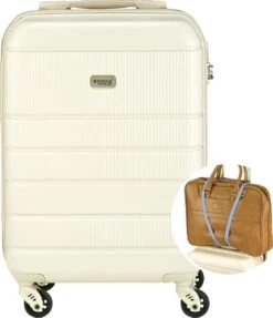 Princess Traveller Florence - Handbagagekoffer Met Strap - Crème - S - 55cm -Beroemde Bagage Winkel 1031x1200