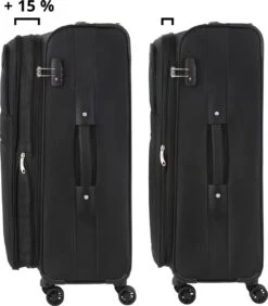TravelZ Softspinner TSA Kofferset - 2-delig Handbagage + Grote Koffer 77cm - Dubbele Wielen - Zwart -Beroemde Bagage Winkel 1050x1200 1