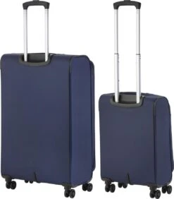 TravelZ Softspinner TSA Kofferset - 2-delig Handbagage + Grote Koffer 77cm - Dubbele Wielen - Blauw -Beroemde Bagage Winkel 1051x1200