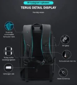 Brandie® - Rugzak - Geschikt Voor 17.3 Inch Laptop - Reistas - Schoudertas - Waterdichte - USB Opladen - Hoge Capaciteit - Anti Diefstal - Normaal Zwart - Voor Heren Tas - Grootte 14*32*48cm - Gewicht 1.3 Kg -Beroemde Bagage Winkel 1078x1200 1