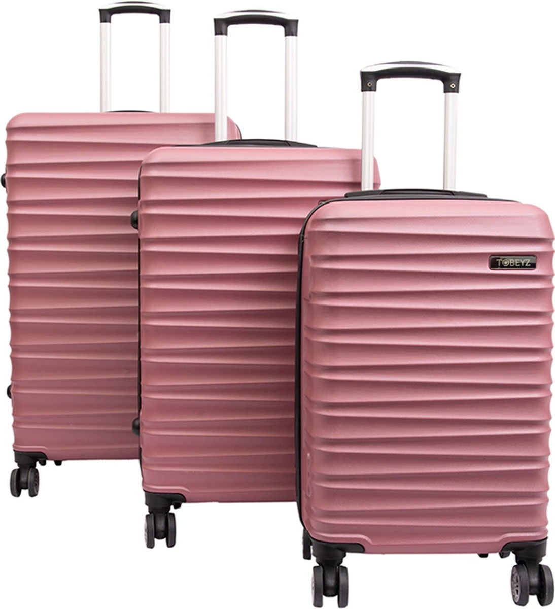 Tobeyz - Kofferset - 3-delig Roze Handbagage - Verrijdbaar Op 4 Wielen - Stevig ABS - Lichtgewicht, Trolley 3 Tobeyz - Kofferset - 3-delig Roze Handbagage - Verrijdbaar Op 4 Wielen - Stevig ABS - Lichtgewicht, Trolley