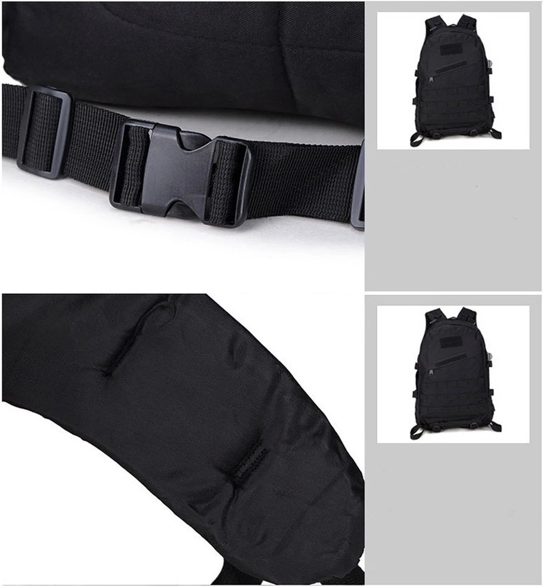 Leger Rugzak Zwart- Waterdichte Zwarte Rugzak - Outdoor - Kamperen - Backpack 5 Leger Rugzak Zwart- Waterdichte Zwarte Rugzak - Outdoor - Kamperen - Backpack - Afbeelding 3