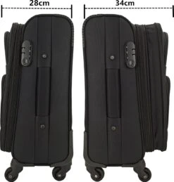 SB Travelbags Bagage Stoffen Koffer 75cm 4 Wielen Trolley - Zwart -Beroemde Bagage Winkel 1145x1200 1