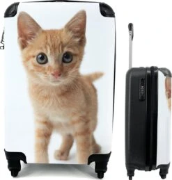 MuchoWow® Koffer - Kat - Rood - Kitten - Meisjes - Kinderen - Jongens - Kindje - Past Binnen 55x40x20 Cm En 55x35x25 Cm - Handbagage - Trolley - Fotokoffer - Cabin Size - Print
