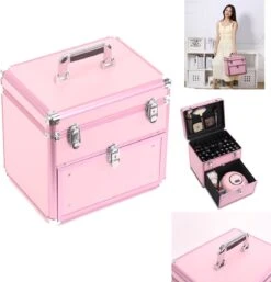 Nagel Beautycase / Beautykoffer Roze Kleur - Kapper - Tattoo - Nagel - Visagie - Make-up - Cosmetica - Schmink - Beauty Case / Beauty Koffer