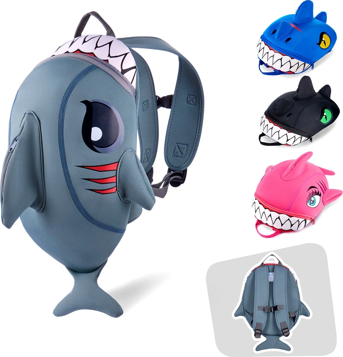 Crazy Safety - Rugzak - Grijze Haai - Medium - Verstelbaar 3 Crazy Safety - Rugzak - Grijze Haai - Medium - Verstelbaar