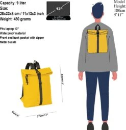 New Rebels Mart Waterafstotende Rolltop Rugzak - Medium - Geel -Beroemde Bagage Winkel 1161x1200 4