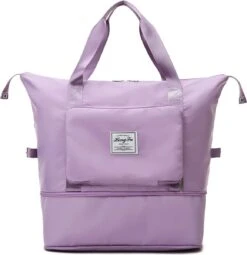 Merkloos Opvouwbare Handbagage Reistas – Opvouwbaar Tot 28 X 18 Cm – Paars