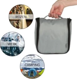 TravelSky Reis Toilettas Met Haak Travel Etui Organizer Voor Toiletartikelen Kamperen & Reizen Accessoires – Geschikt Voor Dames En Heren – Grijs -Beroemde Bagage Winkel 1173x1200 2