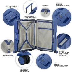 CarryOn Protector Luxe 2-delige Kofferset - TSA Trolleyset Handbagage En Groot - Kliksloten - Ultralicht - Blauw -Beroemde Bagage Winkel 1189x1200 1