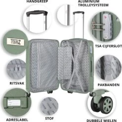 TravelZ Big Bars Reiskoffer 68 Cm Met Dubbele Wielen - Trolley Koffer Met TSA-slot - Olijf -Beroemde Bagage Winkel 1193x1200 2