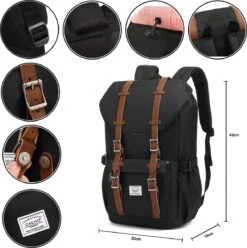 Caliyo Rugzak Unisex Zwart (3014-6) -Beroemde Bagage Winkel 1195x1200