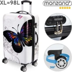 Monzana Hardcase Koffer Vlinder XL - Polycarbonaat 89L 75x49x29cm -Beroemde Bagage Winkel 1197x1200