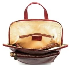 Bestleder – RZ30017 – Rood - Echt Leren - 2 In 1 - Schoudertas – Rugzak - Stevig - Hoge Kwaliteit Italiaans Leer- Rood -Beroemde Bagage Winkel 1200x1097 2