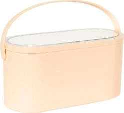 Peach Beauty Luxe Reis Beautycase - LED Spiegel - Peach Oranje -Beroemde Bagage Winkel 1200x1099 1
