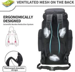 IBright XXL Tactical Backpack 100 Liter - Tactische Rugzak -Militaire Rugzak - Waterdicht - Zwart -Beroemde Bagage Winkel 1200x1154 3