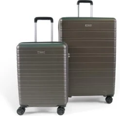 ©TROLLEYZ - Amsterdam No.9 - Kofferset 2 Delig - 55cm+78cm Met TSA Slot - Dubbele Wielen - 360° Spinners - 100% ABS - Reiskoffers In Cloudy Grey -Beroemde Bagage Winkel 1200x1157