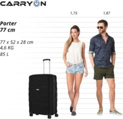 CarryOn Porter ® Reiskoffer - 77cm Trolley Met TSA-slot - 100 Ltr - OKOBAN Registratie - Zwart -Beroemde Bagage Winkel 1200x1158 1