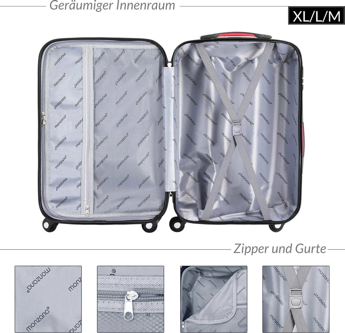 Monzana Hardcase Kofferset Baseline – 3 Stuks M/L/XL - Zwart 5 Monzana Hardcase Kofferset Baseline – 3 Stuks M/L/XL - Zwart - Afbeelding 3