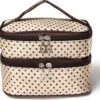 Polka Dot Make Up Tasje Met Spiegel - Opberg Etui / Cosmetica Organizer Reis Tas Case - Beige -Beroemde Bagage Winkel 1200x1158 9