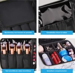 YONO Beautycase Marmer Design - Make Up Koffer Dames – Makeup Organizer – Tas Voor Cosmetica – Reis Toilettas – Wit -Beroemde Bagage Winkel 1200x1160 6