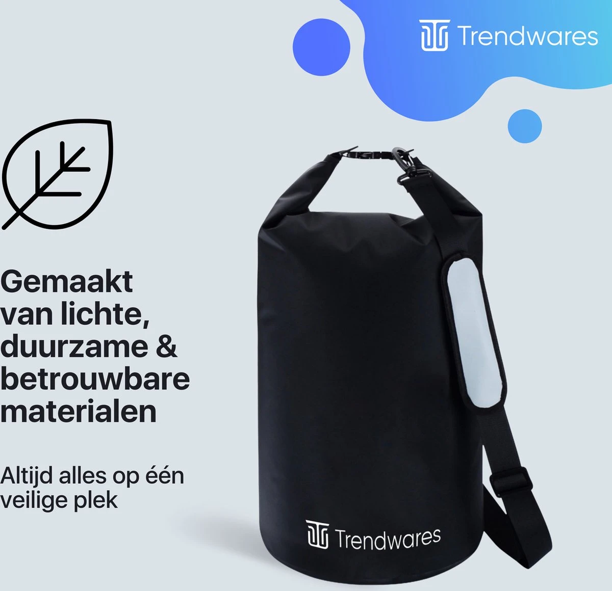 Trendwares - Drybag – Strandtas - Waterdichte Tas – Droogtas – Rugtas - Survival Outdoor Tas – 20 Liter - Zwart 9 Trendwares - Drybag – Strandtas - Waterdichte Tas – Droogtas – Rugtas - Survival Outdoor Tas – 20 Liter - Zwart - Afbeelding 7
