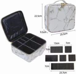 Beautycase Zwart Met Lijnen - Make-up - Cosmetica Case - Schmink - -Beroemde Bagage Winkel 1200x1166 3