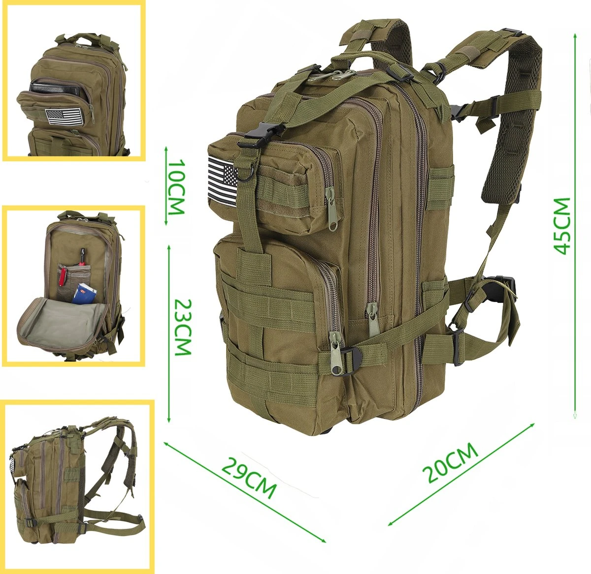 Tactical Backpack 30 L | Tactische Rugzak | Sport - School - Werk | Marine Groen - Backpack US Assault Molle Large - Rugzak -Marine Groen - 30 L 6 Tactical Backpack 30 L | Tactische Rugzak | Sport - School - Werk | Marine Groen - Backpack US Assault Molle Large - Rugzak -Marine Groen - 30 L - Afbeelding 4