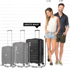 TravelZ Big Bars Reiskoffer 78 Cm Met Dubbele Wielen - Trolley Koffer Met TSA-slot - Zwart -Beroemde Bagage Winkel 1200x1169 4