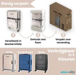 Asyam Units- Handbagage- Invouwbaar- Koffer- Koffer 38L- Spinner Wielen- TSA Slot- Lichtgewicht- Khaki -Beroemde Bagage Winkel 1200x1175 2