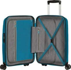 American Tourister Reiskoffer - Bon Air Dlx Spinner 55/20 Tsa (Handbagage) Seaport Blue -Beroemde Bagage Winkel 1200x1176