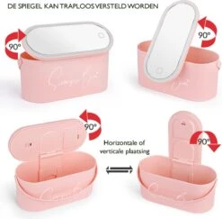 Beautycase Rose - LED-spiegel - Make Up - Make-up Org - Make-up Organizer Met Spiegel - Make-up Koffer - Beautycase - Multifunctioneel - Reisformaat -Beroemde Bagage Winkel 1200x1182 1