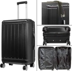 Travelsuitcase - Parma- Losse Reiskoffer - Polycarbonaat- Zwart - Hoogglans - Maat S / 42 Liter -Beroemde Bagage Winkel 1200x1184 1