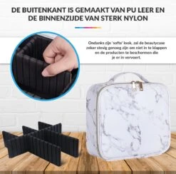 YONO Beautycase Marmer Design - Make Up Koffer Dames – Makeup Organizer – Tas Voor Cosmetica – Reis Toilettas – Wit -Beroemde Bagage Winkel 1200x1184 5