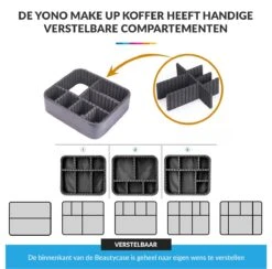 YONO Beautycase Marmer Design - Make Up Koffer Dames – Makeup Organizer – Tas Voor Cosmetica – Reis Toilettas – Wit -Beroemde Bagage Winkel 1200x1184 7