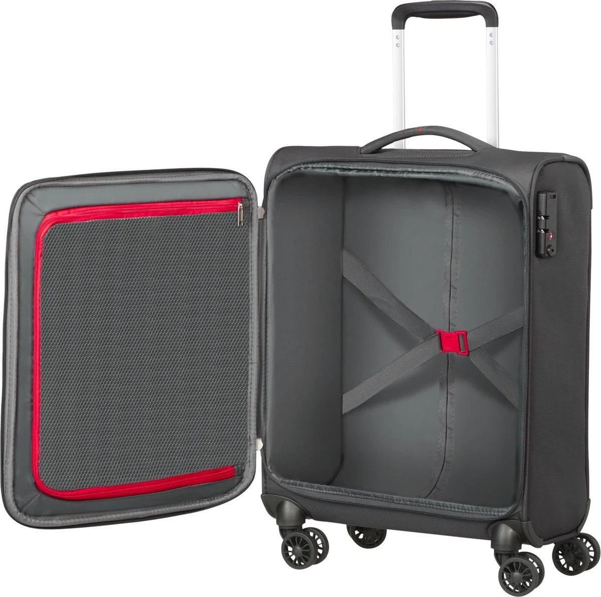 American Tourister Reiskoffer - Crosstrack Spinner 55/20 Tsa (Handbagage) Grey/Red 5 American Tourister Reiskoffer - Crosstrack Spinner 55/20 Tsa (Handbagage) Grey/Red - Afbeelding 3
