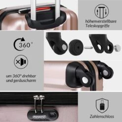 Monzana Hardcase Kofferset 4 Delig - Baseline Beautycase/M/L/XL - Rosé -Beroemde Bagage Winkel 1200x1198 1