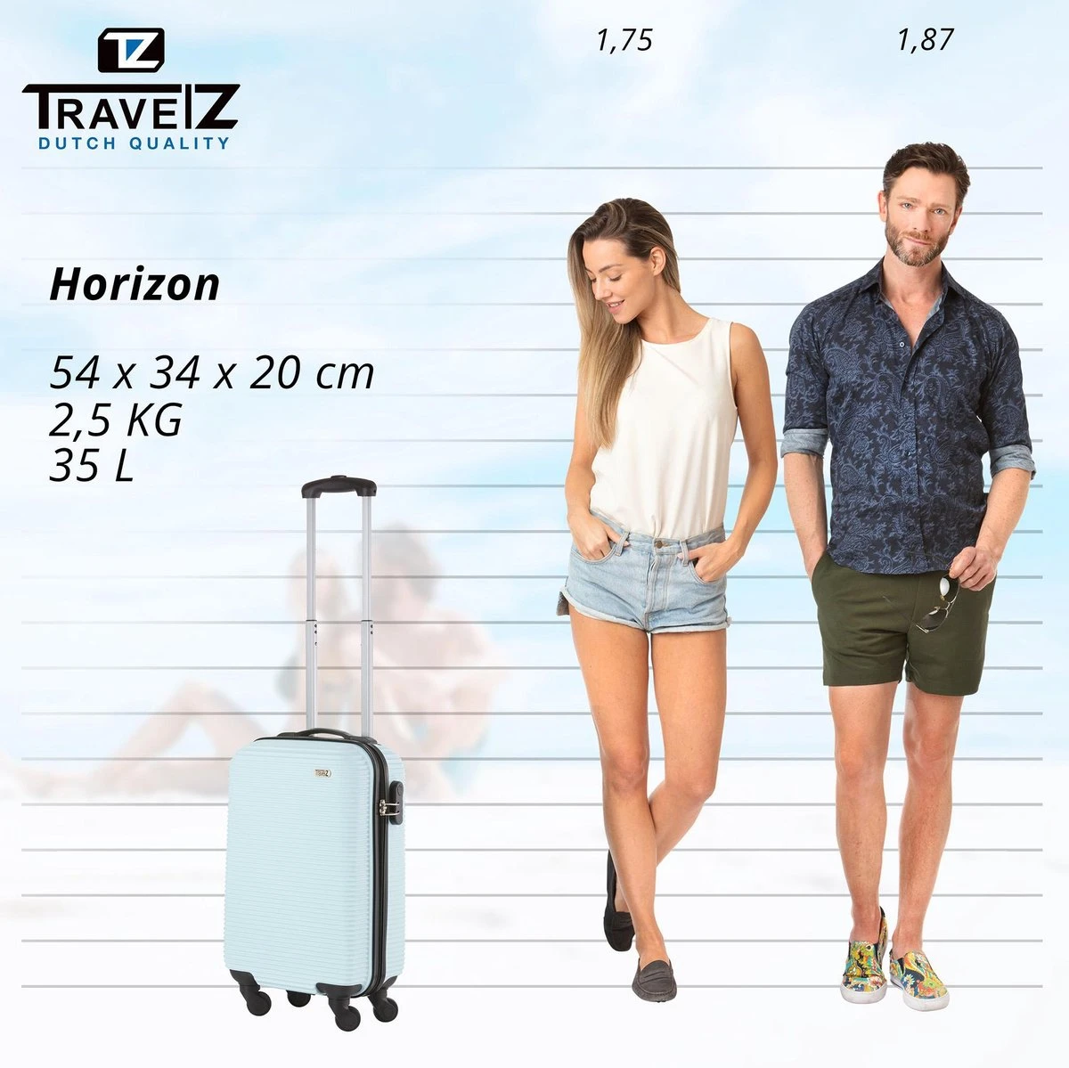 TravelZ Horizon Handbagagekoffer - 54cm Handbagage Trolley Met Gevoerde Binnenkant - Baby Blauw 8 TravelZ Horizon Handbagagekoffer - 54cm Handbagage Trolley Met Gevoerde Binnenkant - Baby Blauw - Afbeelding 6