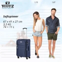 Travelz Softspinner TSA Reiskoffer 67cm - Zachte Reiskoffer Met Expander - Blauw -Beroemde Bagage Winkel 1200x1199 5