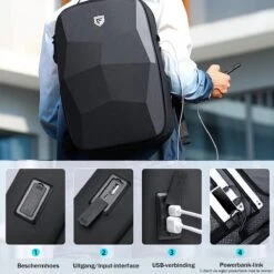 Brandie® - Rugzak - Geschikt Voor 17.3 Inch Laptop - Reistas - Schoudertas - Waterdichte - USB Opladen - Hoge Capaciteit - Anti Diefstal - Normaal Zwart - Voor Heren Tas - Grootte 14*32*48cm - Gewicht 1.3 Kg -Beroemde Bagage Winkel 1200x1200 1105