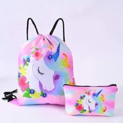 Unicorn Gymtas + Etui - Sporttas Met Rijgkoord - Bloemetjes - 4-12 Jaar -Beroemde Bagage Winkel 1200x1200 1312