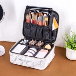 YONO Beautycase Marmer Design - Make Up Koffer Dames – Makeup Organizer – Tas Voor Cosmetica – Reis Toilettas – Wit -Beroemde Bagage Winkel 1200x1200 1335