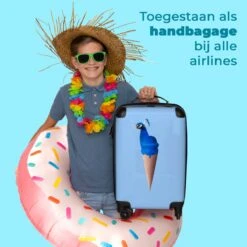 NoBoringSuitcases.com® Koffer - Reiskoffer Met Wielen - Pauw - IJshoorntjes - Blauw - IJs - Vogel - Handbagage Trolley - Past Binnen 55x40x20 Cm En 55x35x25 Cm - Fotokoffer -Beroemde Bagage Winkel 1200x1200 145