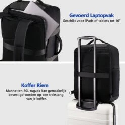 CabinMax Manhatten Reistas– Handbagage 30L - Rugzak – Backpack - 45x36x20cm – Lichtgewicht - Zwart 13 CabinMax Manhatten Reistas– Handbagage 30L - Rugzak – Backpack - 45x36x20cm – Lichtgewicht - Zwart -Beroemde Bagage Winkel 1200x1200 1469