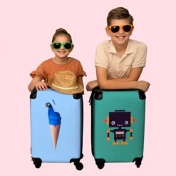 NoBoringSuitcases.com® Koffer - Reiskoffer Met Wielen - Pauw - IJshoorntjes - Blauw - IJs - Vogel - Handbagage Trolley - Past Binnen 55x40x20 Cm En 55x35x25 Cm - Fotokoffer -Beroemde Bagage Winkel 1200x1200 147
