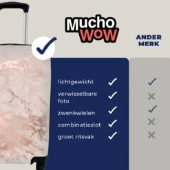 MuchoWow® Koffer - Marmer - Roze - Luxe - Marmerlook - Glitter - Design - Past Binnen 55x40x20 Cm En 55x35x25 Cm - Handbagage - Trolley - Fotokoffer - Cabin Size - Print -Beroemde Bagage Winkel 1200x1200 168