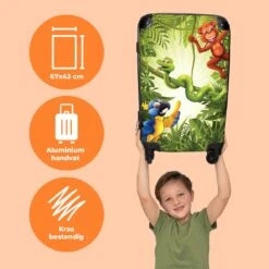 NoBoringSuitcases.com® Koffer Groot - Jungle - Dieren - Groen - Kinderen - Trolley Koffer Met TSA-slot - Met Wielen - 90 Liter - Reiskoffer - 66 Cm -Beroemde Bagage Winkel 1200x1200 252